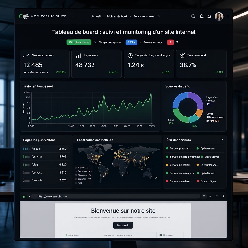 Tableau de bord : suivi et monitoring d’un site internet